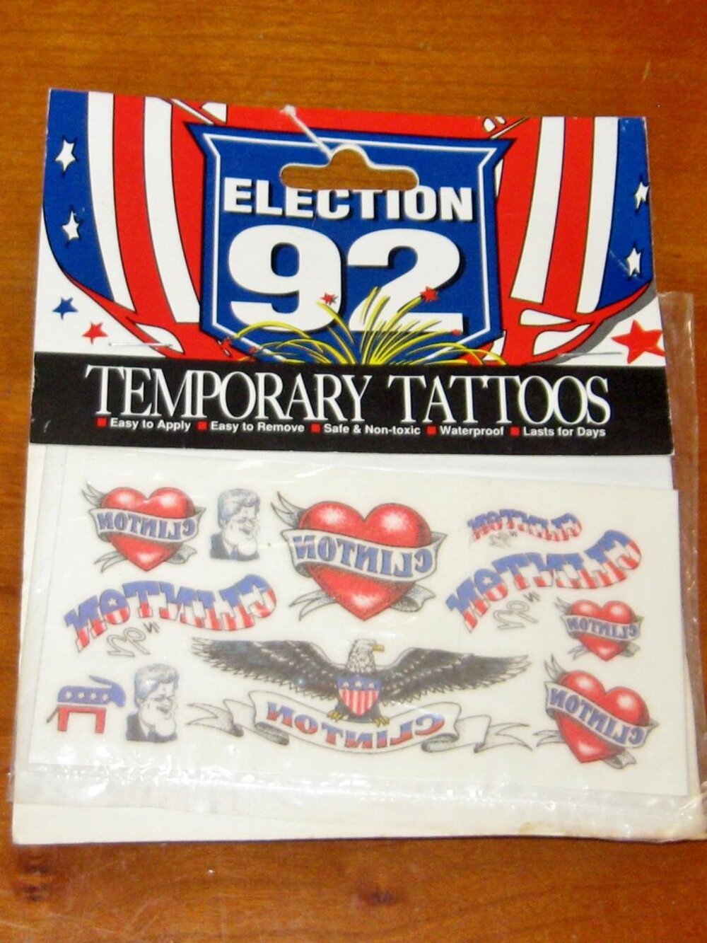 1992 Election Bill Clinton Temporary Tattoos NOS Vintage President US KIDS 11492